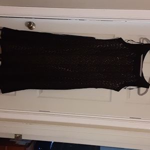 Midi length black dress